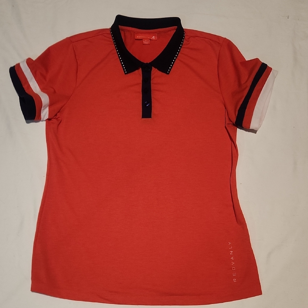 Redvanly | Red Polo Shirt Navy Colar Sz L